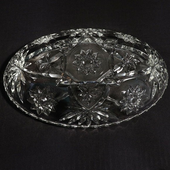 Anchor Hocking VTG Starburst Cut Star of David Oval Nut Candy Relish Dish Bowl - Picture 7 of 7